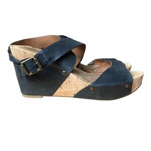 Lucky Brand Morgan Black Wedge Sandals Size 9 M